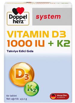 Doppelherz Vitamin D3 1000 IU K2 60 Tablet