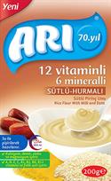 Arı Mama 12 Vitaminli 6 Mineralli Hurmalı Pirinç Unu 200 gr Kaşık Maması