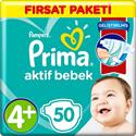Prima Aktif 4+ Numara Maxi Plus 50'li Bebek Bezi