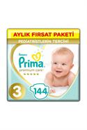 Prima Premium Care 3 Numara Midi 144'lü Bebek Bezi