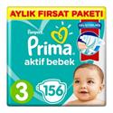 Prima Aktif Bebek 3 Numara 156'lı Midi Aylık Fırsat Paketi Bebek Bezi