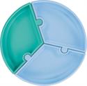 OiOi Puzzle Vakum Tabanlı Silikon Tabak Mavi-Yeşil