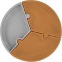 OİOİ Puzzle Vakum Tabanlı Silikon Tabak Kahverengi-Gri
