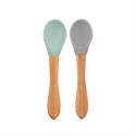 Oioi Silikon Mama Kaşığı 2'Li Bambu River Green - Powder Grey