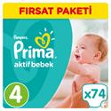 Prima Aktif Bebek No:4 Maxi 74 Adet Hiper Ekonomik Bebek Bezi